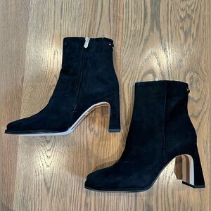 NEW Sam Edelman Irie Square Toe Black Suede Booties